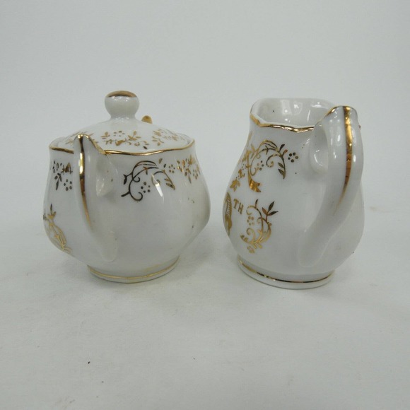 Norcrest Fine China Golden 50th Anniversary Sugar Bowl & Creamer AB689 ABJFB - Picture 3 of 7